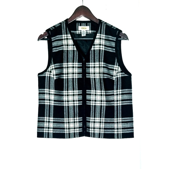 Talbots Jackets & Blazers - Talbots Black & White Plaid Vest